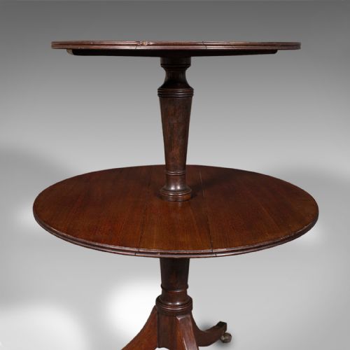 ANTIQUE FOLDING DUMB WAITER ENGLISH TWO TIER SERVING STAND GEORGIAN C1800 - ADDITIONAL PHOTO 9