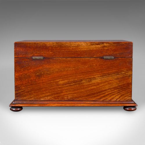 ANTIQUE LOOSE TEA CADDY ENGLISH DUAL COMPARTMENT BEVERAGE CASE REGENCY 1820 - ADDITIONAL PHOTO 4