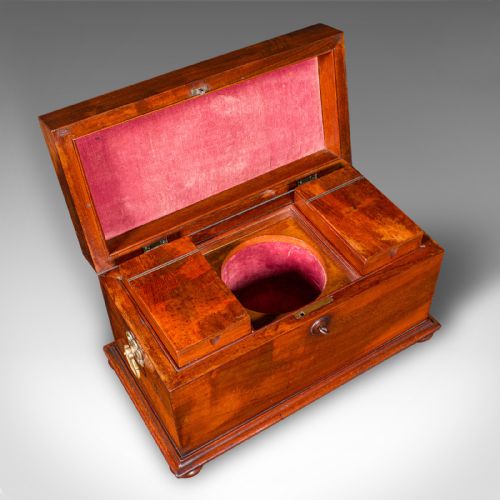 ANTIQUE LOOSE TEA CADDY ENGLISH DUAL COMPARTMENT BEVERAGE CASE REGENCY 1820 - ADDITIONAL PHOTO 7