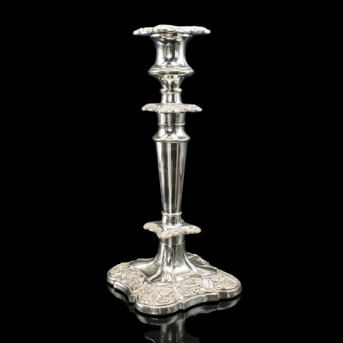 PAIR OF ANTIQUE DECORATIVE CANDLESTICKS ENGLISH SILVER PLATE CANDLE SCONCE - ADDITIONAL PHOTO 2