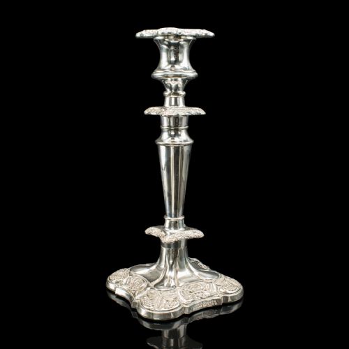 PAIR OF ANTIQUE DECORATIVE CANDLESTICKS ENGLISH SILVER PLATE CANDLE SCONCE - ADDITIONAL PHOTO 3