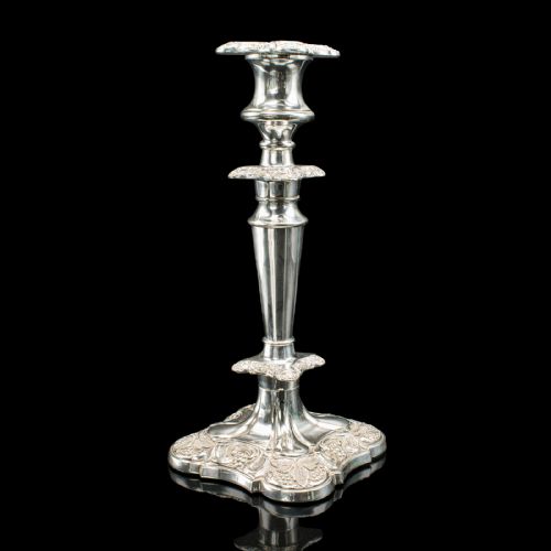 PAIR OF ANTIQUE DECORATIVE CANDLESTICKS ENGLISH SILVER PLATE CANDLE SCONCE - ADDITIONAL PHOTO 4