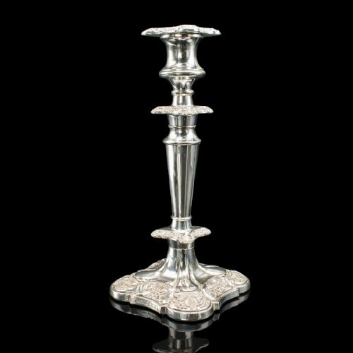 PAIR OF ANTIQUE DECORATIVE CANDLESTICKS ENGLISH SILVER PLATE CANDLE SCONCE - ADDITIONAL PHOTO 5