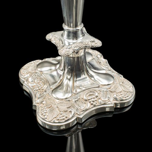 PAIR OF ANTIQUE DECORATIVE CANDLESTICKS ENGLISH SILVER PLATE CANDLE SCONCE - ADDITIONAL PHOTO 7