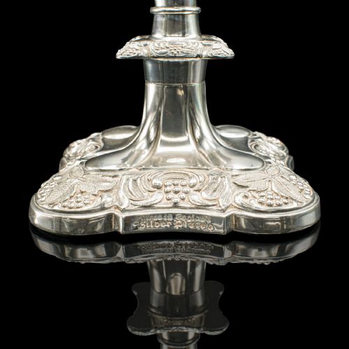 PAIR OF ANTIQUE DECORATIVE CANDLESTICKS ENGLISH SILVER PLATE CANDLE SCONCE - ADDITIONAL PHOTO 8