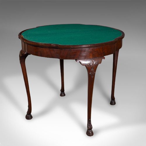 ANTIQUE GEORGIAN REVIVAL CARD TABLE ENGLISH FOLDING GAMES VICTORIAN C1890 - ADDITIONAL PHOTO 1