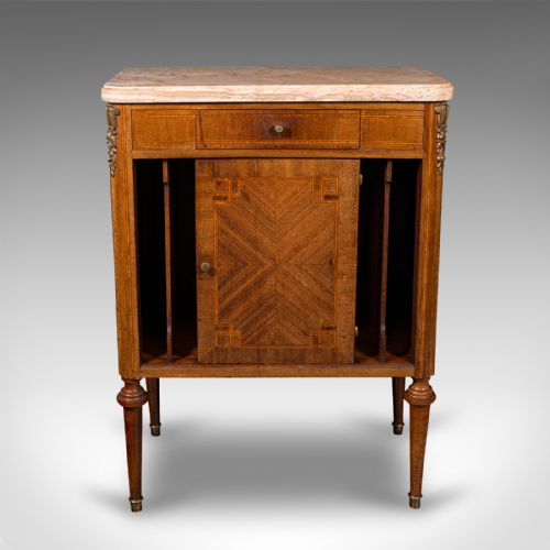 ANTIQUE BEDSIDE CABINET FRENCH KINGWOOD MARBLE NIGHTSTAND CUPBOARD VICTORIAN - ADDITIONAL PHOTO 1