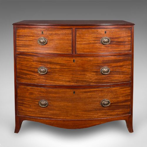 fig 2. Antique Bow Front Chest of Drawers, English, Bachelors, Bedroom, Georgian, 1790