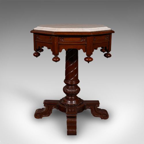 ANTIQUE OCTAGONAL TABLE ENGLISH MARBLE OCCASIONAL CENTRE EARLY VICTORIAN - ADDITIONAL PHOTO 1