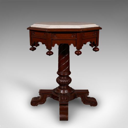 ANTIQUE OCTAGONAL TABLE ENGLISH MARBLE OCCASIONAL CENTRE EARLY VICTORIAN - ADDITIONAL PHOTO 2