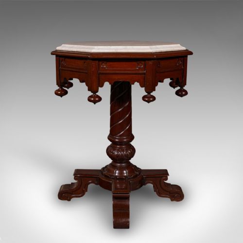 ANTIQUE OCTAGONAL TABLE ENGLISH MARBLE OCCASIONAL CENTRE EARLY VICTORIAN - ADDITIONAL PHOTO 3