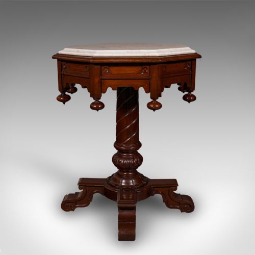 ANTIQUE OCTAGONAL TABLE ENGLISH MARBLE OCCASIONAL CENTRE EARLY VICTORIAN - ADDITIONAL PHOTO 4