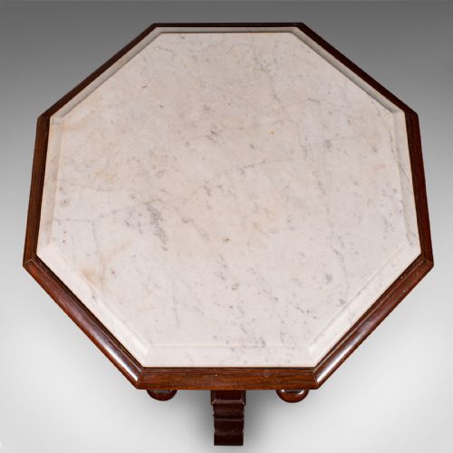 ANTIQUE OCTAGONAL TABLE ENGLISH MARBLE OCCASIONAL CENTRE EARLY VICTORIAN - ADDITIONAL PHOTO 5
