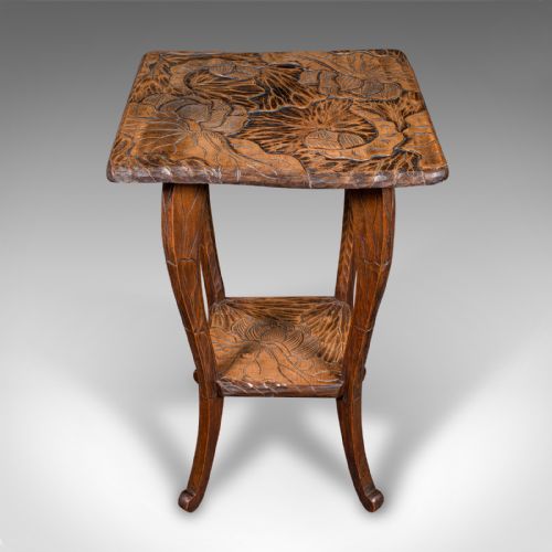 fig 1. Antique Side Table, Japanese, Lamp, Jardiniere Stand, Arts & Crafts, Edwardian