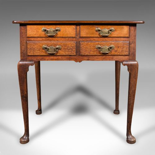 fig 1. Antique 4 Drawer Lowboy, English, Oak, Walnut, Correspondence Desk, Georgian