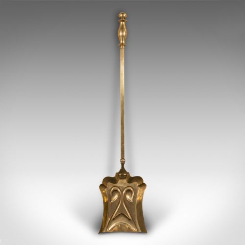 SET OF 3 ANTIQUE FIRESIDE TOOLS ENGLISH BRASS COAL SHOVEL POKER VICTORIAN - ADDITIONAL PHOTO 2