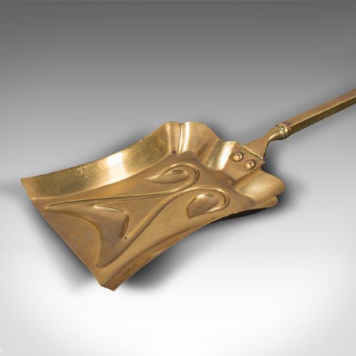SET OF 3 ANTIQUE FIRESIDE TOOLS ENGLISH BRASS COAL SHOVEL POKER VICTORIAN - ADDITIONAL PHOTO 4