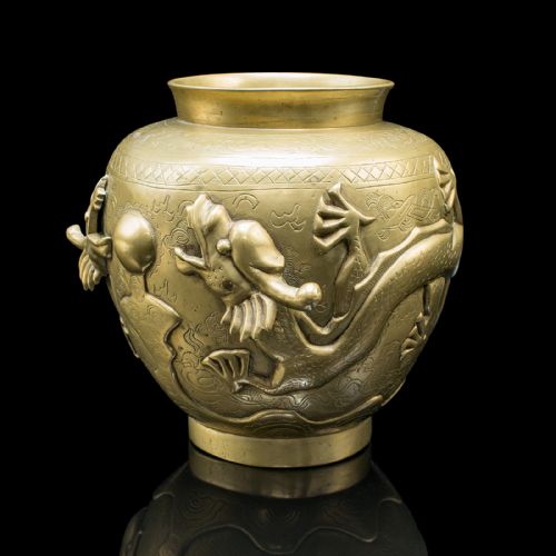 PAIR OF ANTIQUE FLOWER URNS CHINESE BRONZE DECORATIVE POSY VASE VICTORIAN - ADDITIONAL PHOTO 4