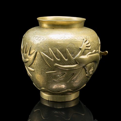 PAIR OF ANTIQUE FLOWER URNS CHINESE BRONZE DECORATIVE POSY VASE VICTORIAN - ADDITIONAL PHOTO 5