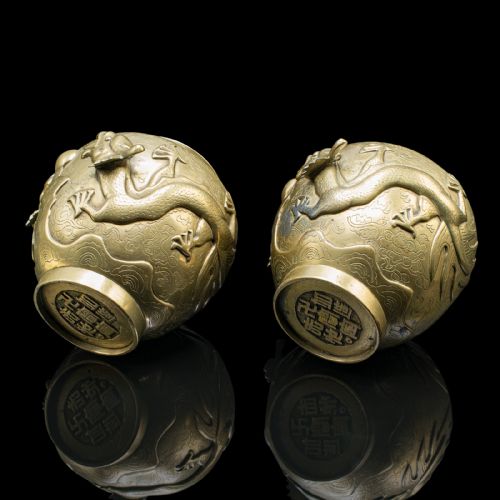 PAIR OF ANTIQUE FLOWER URNS CHINESE BRONZE DECORATIVE POSY VASE VICTORIAN - ADDITIONAL PHOTO 7