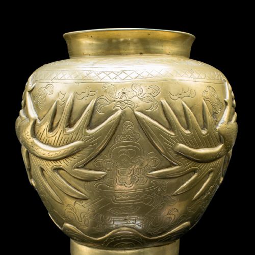 PAIR OF ANTIQUE FLOWER URNS CHINESE BRONZE DECORATIVE POSY VASE VICTORIAN - ADDITIONAL PHOTO 9