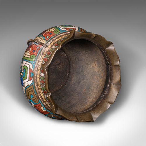 ANTIQUE SIAMESE PLANTER BOWL THAI BRONZE CLOISONNE JARDINIERE POT VICTORIAN - ADDITIONAL PHOTO 6