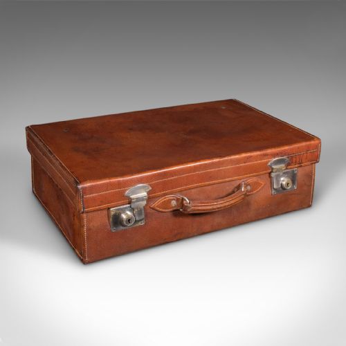 ANTIQUE GENTLEMAN'S VALET SUITCASE ENGLISH LEATHER FITTED INTERIOR C1920 - ADDITIONAL PHOTO 1