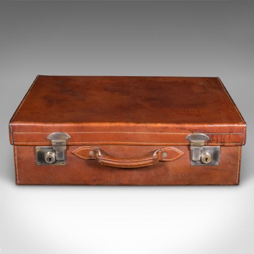 ANTIQUE GENTLEMAN'S VALET SUITCASE ENGLISH LEATHER FITTED INTERIOR C1920 - ADDITIONAL PHOTO 3
