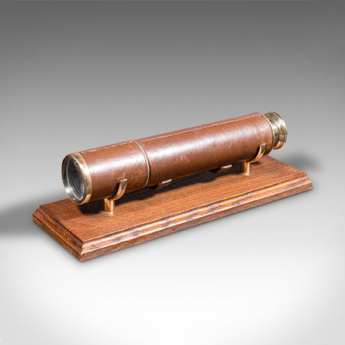 ANTIQUE 3 DRAW TELESCOPE ENGLISH LEATHER BROADHURST CLARKSON CO EDWARDIAN - ADDITIONAL PHOTO 1