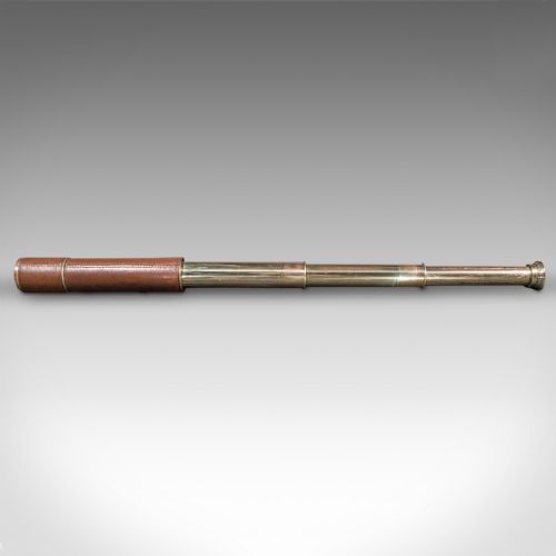 ANTIQUE 3 DRAW TELESCOPE ENGLISH LEATHER BROADHURST CLARKSON CO EDWARDIAN - ADDITIONAL PHOTO 3
