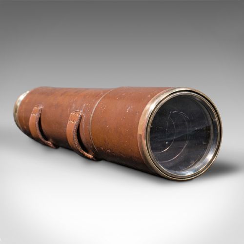 ANTIQUE 3 DRAW TELESCOPE ENGLISH LEATHER BROADHURST CLARKSON CO EDWARDIAN - ADDITIONAL PHOTO 4