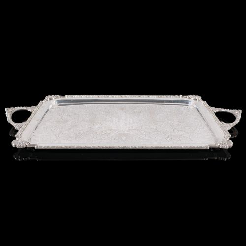 LARGE ANTIQUE PRESENTATION TRAY EGYPTIAN SILVER PLATE AFTERNOON TEA VICTORIAN - ADDITIONAL PHOTO 1
