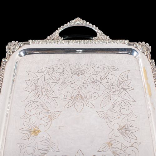 LARGE ANTIQUE PRESENTATION TRAY EGYPTIAN SILVER PLATE AFTERNOON TEA VICTORIAN - ADDITIONAL PHOTO 10