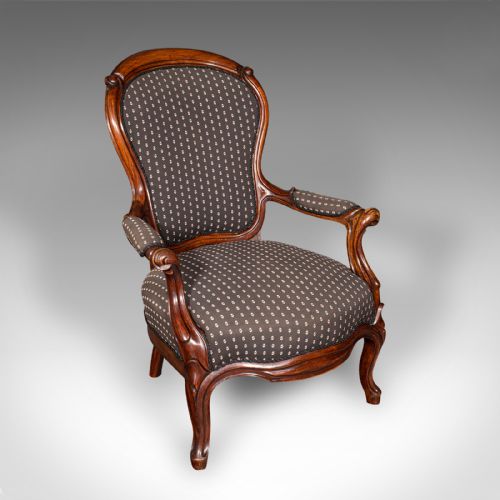 fig 2. Pair Of Antique Elbow Chairs, French, Morning Room Armchair, Victorian, C.1900