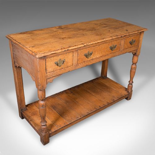 fig 1. Antique Dresser Base, English Oak Kitchen Sideboard, Georgian Revival, Edwardian