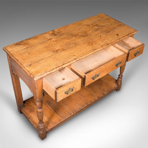 fig 6. Antique Dresser Base, English Oak Kitchen Sideboard, Georgian Revival, Edwardian