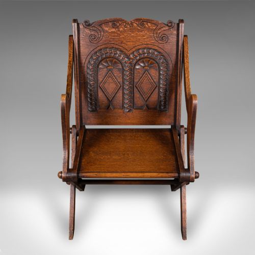 ANTIQUE GLASTONBURY CHAIR WELSH OAK GOTHIC REVIVAL ELBOW SEAT VICTORIAN 1880 - ADDITIONAL PHOTO 6