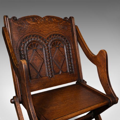 ANTIQUE GLASTONBURY CHAIR WELSH OAK GOTHIC REVIVAL ELBOW SEAT VICTORIAN 1880 - ADDITIONAL PHOTO 9