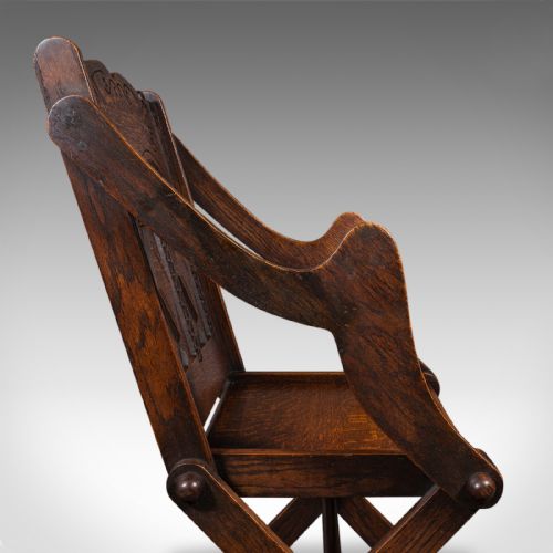ANTIQUE GLASTONBURY CHAIR WELSH OAK GOTHIC REVIVAL ELBOW SEAT VICTORIAN 1880 - ADDITIONAL PHOTO 10