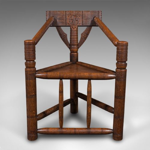 ANTIQUE TURNER'S CHAIR ENGLISH BEECH OAK ELBOW SEAT OLD SAXON VICTORIAN - ADDITIONAL PHOTO 1