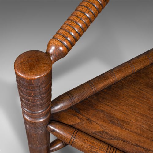 ANTIQUE TURNER'S CHAIR ENGLISH BEECH OAK ELBOW SEAT OLD SAXON VICTORIAN - ADDITIONAL PHOTO 9