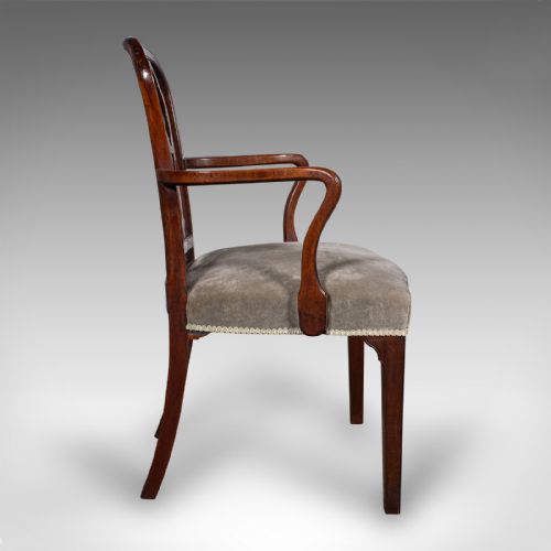 fig 3. Antique Elbow Chair, English, Velour, Morning Room, Desk Seat, Georgian, C.1790