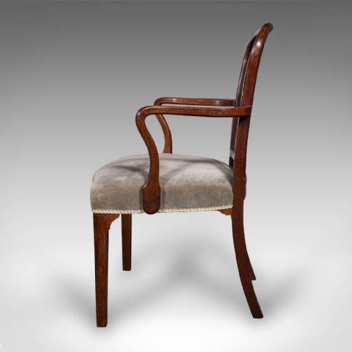 fig 4. Antique Elbow Chair, English, Velour, Morning Room, Desk Seat, Georgian, C.1790