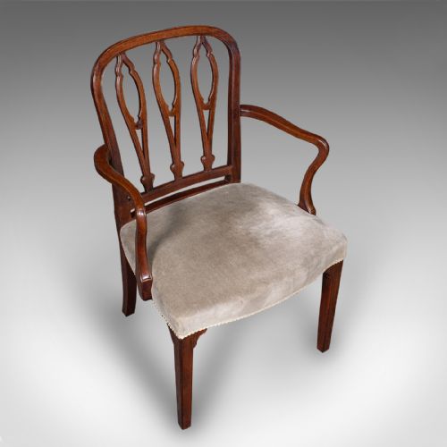 fig 5. Antique Elbow Chair, English, Velour, Morning Room, Desk Seat, Georgian, C.1790