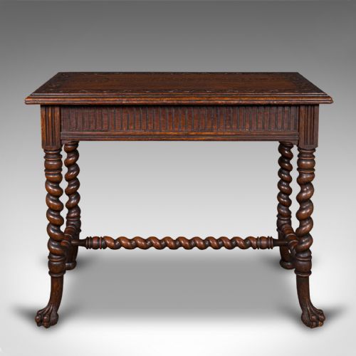 fig 1. Antique Hall Table, Scottish, Oak, Side, Reception, Gothic Revival, Victorian