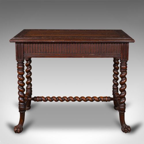 fig 3. Antique Hall Table, Scottish, Oak, Side, Reception, Gothic Revival, Victorian
