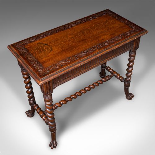 fig 5. Antique Hall Table, Scottish, Oak, Side, Reception, Gothic Revival, Victorian