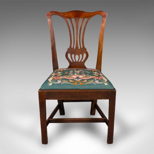 ANTIQUE EMBROIDERED SIDE CHAIR ENGLISH HALL MORNING ROOM GEORGIAN C1800 - ADDITIONAL PHOTO 1