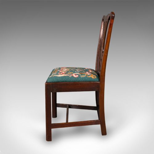 ANTIQUE EMBROIDERED SIDE CHAIR ENGLISH HALL MORNING ROOM GEORGIAN C1800 - ADDITIONAL PHOTO 4
