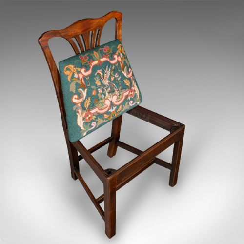 ANTIQUE EMBROIDERED SIDE CHAIR ENGLISH HALL MORNING ROOM GEORGIAN C1800 - ADDITIONAL PHOTO 6